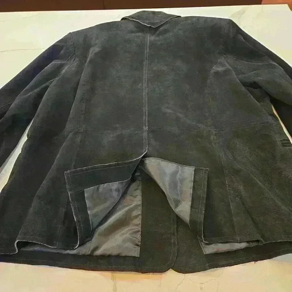 Newport News Womens Suede Leather Blazer Jacket Bell Sleeves Black Size 20W - Picture 6 of 13
